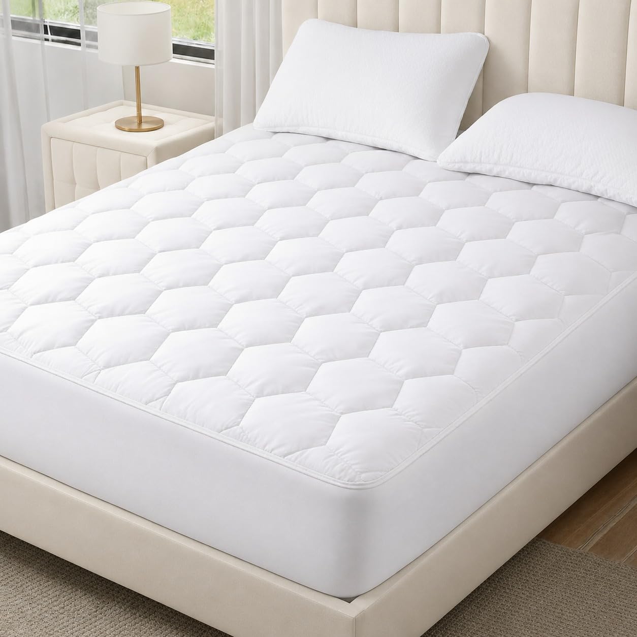 Serenest Quilted Double Mattress Protector – Ultra Soft, Breathable & Hypoallergenic Bedding with Deep 30cm Skirt – Washable, Long-Lasting Mattress Protector for Everyday Comfort