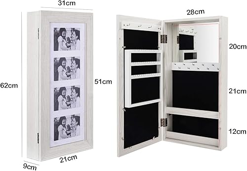 Miniatura 3 de Gt2-ly diseño simple PVC revestimiento de grano de madera foto almacenamiento joyería espejo gabinete, adecuado para dormitorio y sala de estar