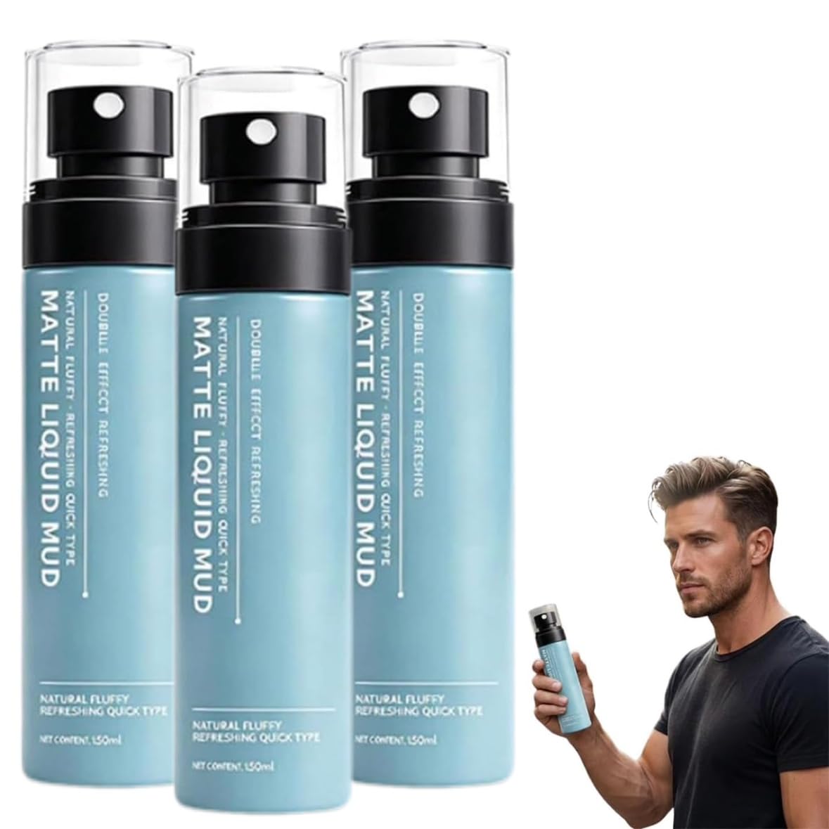 Mattes Styling-Mud-Spray für Männer – schnell trocknend, nicht fettend (3 Stück)