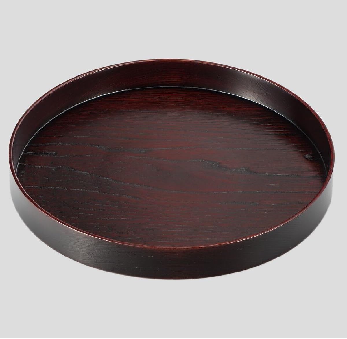 山中漆器 茶盆 あずき色 (8.0（φ25.0×3.8cm）) 山中漆器 お盆 塗り」の