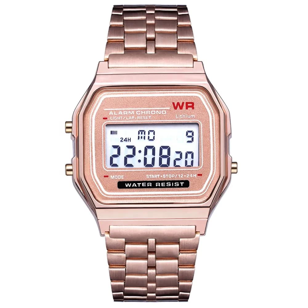 Time Up Digital Dial Stainless Steel,Night Light,Waterproof,Fashinable Kids Watch for Girls & Boys (Age 7-17 Years)-GTQ-A (Rose Gold) (B0BXLVGYRF) Amazon Price History, Amazon Price Tracker