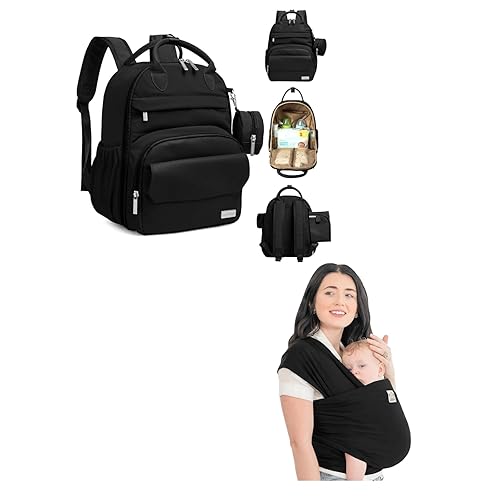KeaBabies Mochila para pañales y portabebés  Mochilas multifuncionales de viaje para pañales de viaje, bolsa cambiadora de bebé de maternidad de 12