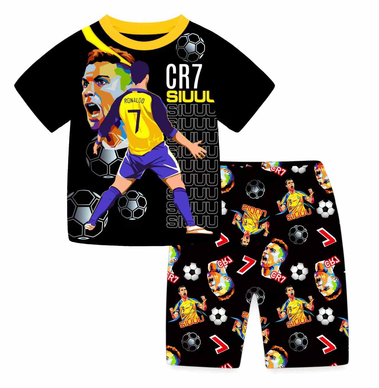 Pigiama da ragazzo Ronaldo No.7 fan in cotone Homewear Pajama Set a maniche lunghe casual da calcio pigiameria Pjs Set