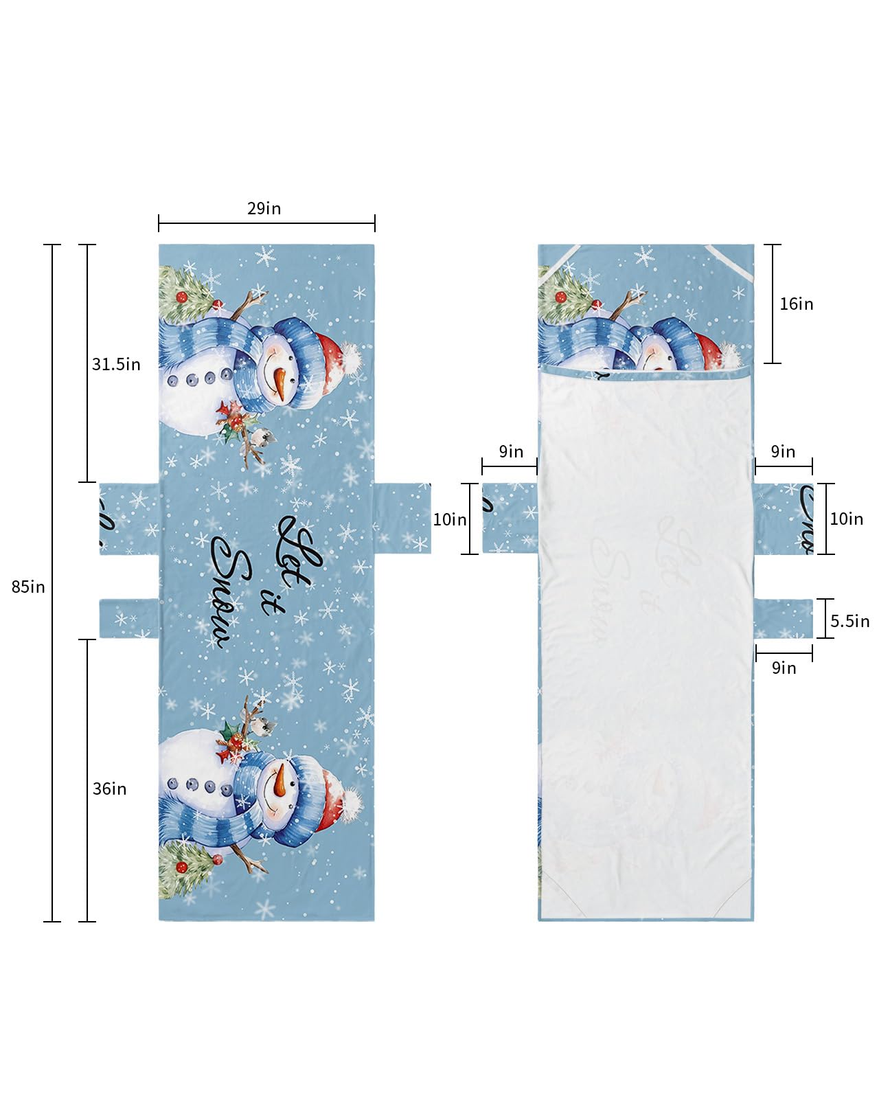 Christmas, Beach Lounge Chair Towel Cover, Soft Chaise Lounge Towel with Side Pockets Patio Pool Chairs Cover for Beach/Pool Sunbathing 29x85 Winter Snowflake Snowman Blue Watercolor