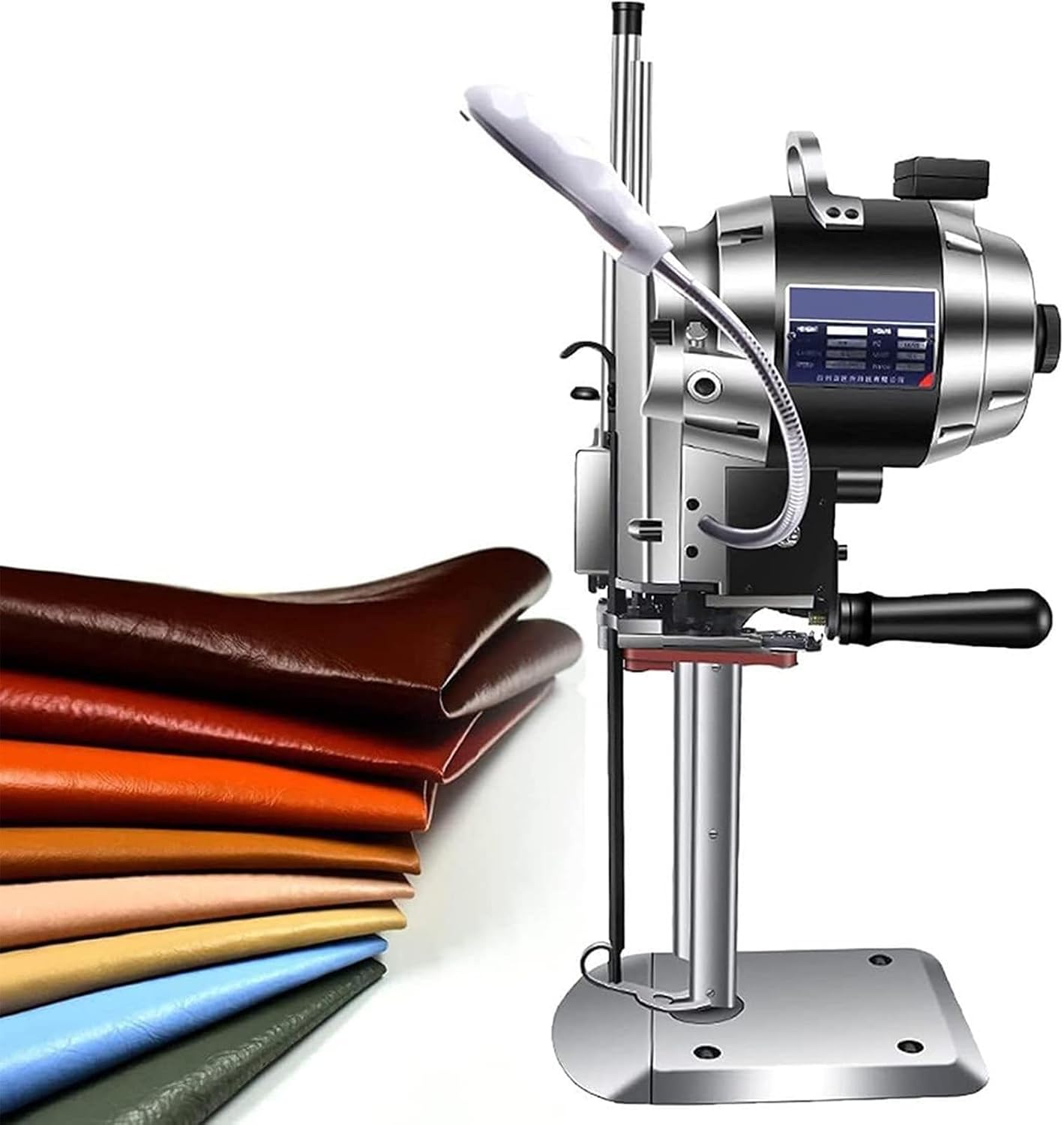 Cloth Cutting Machine,Vertical Electric Fabric Straight Knife Cutter with Led Light,Automatic Sharpening Function,for Textile/Leather/Paper Cutting 6"