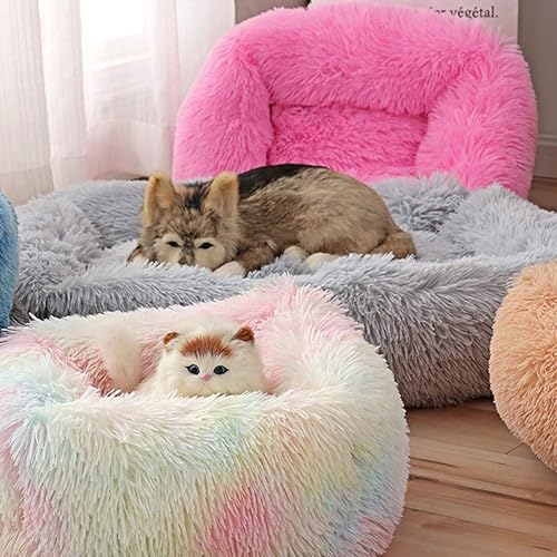 Miniatura 2 de La La Pet Cama de dona para perros y gatos, acogedora cama para mascotas, cama para perros madriguera, cama calmante para mascotas, almohada de