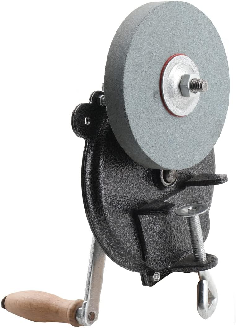 ECUTEE Hand-cranking Knife Sharpener for Hunting, Heavy Duty Knife Sharpener System Bearing Type 6 Inches DIY Polishing Machine Tool Grinder Marble Polishing Wheel