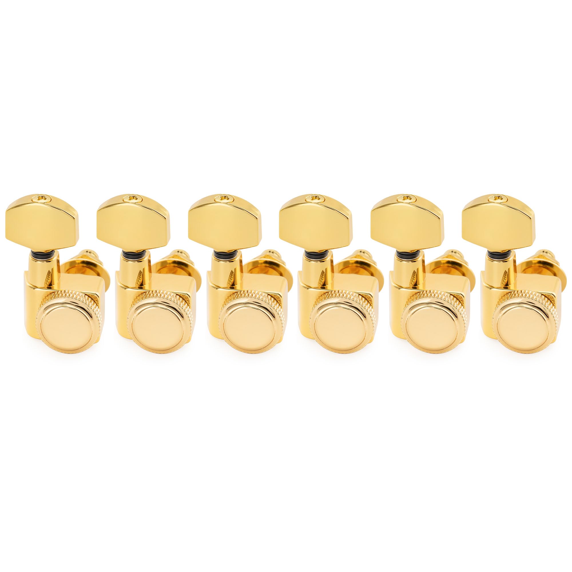 Musiclily Pro 6 en Ligne 2-Pin Mécaniques à Blocage 18:1 Ratio Locking Tuners avec Bouton Hex pour Guitare électrique Fender Strat Tele, Doré
