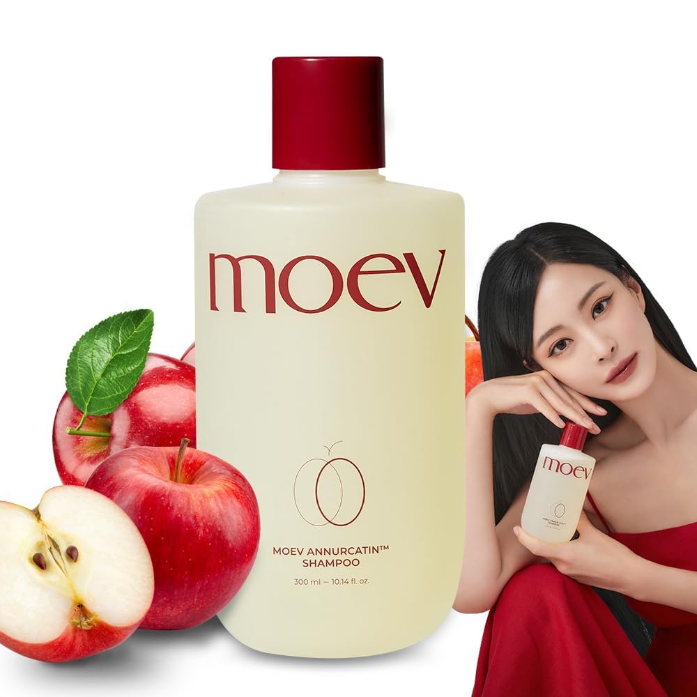 MOEV ANNURCATIN Shampoo for strengthening and volumizing thinning hair - Korean Biotin Apple Fresh Shampoo, Build Lift, Paraben-Free, suggested to All Hair Types (10.14 fl.oz, apple & freesia)