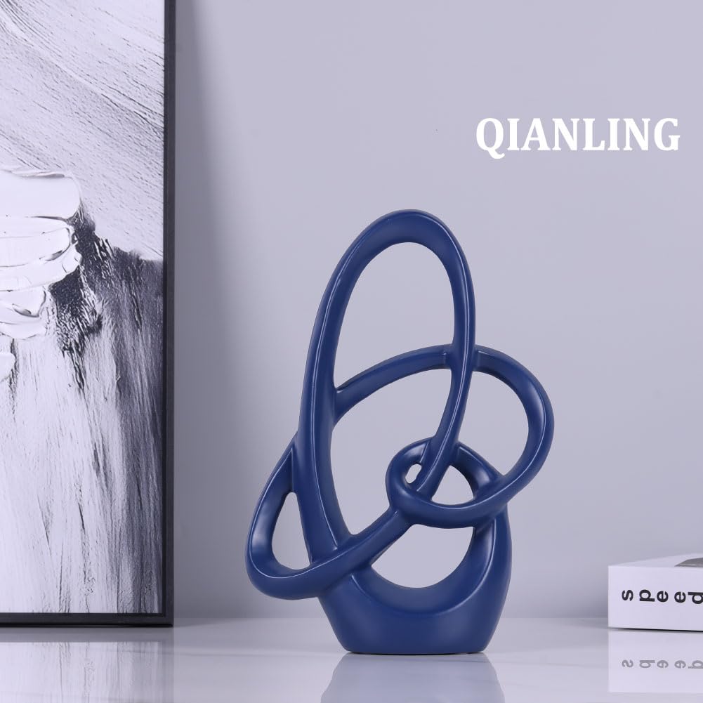 Scultura Decorativa Blu - Sculture Moderne per Arredo Casa, Arte Astratta in Resina, Centrotavola Blu per Soggiorno, Camera da Letto, Bagno, Ufficio, Scaffale, Camino - Matrimonio, Tavolino da Caffè