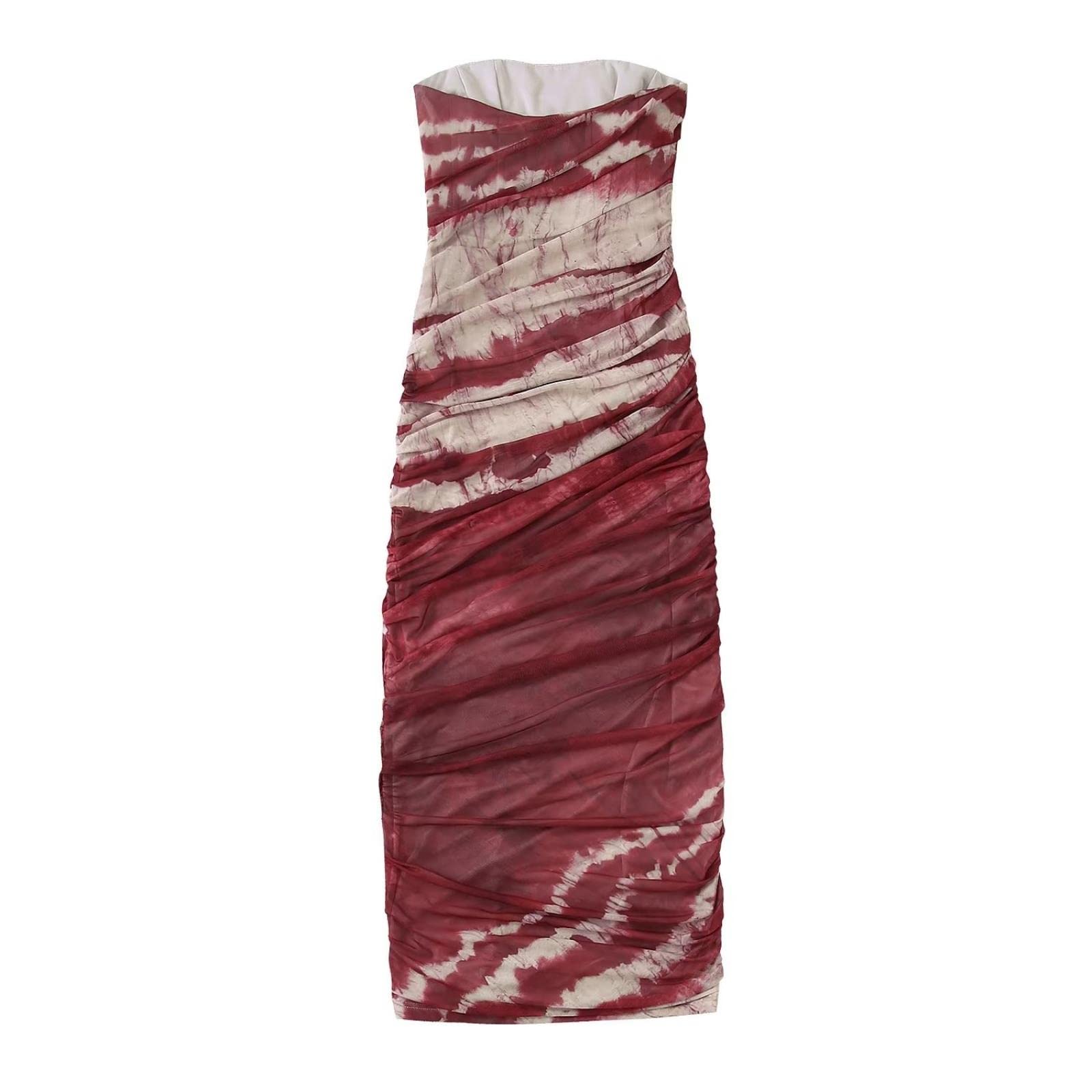 Vestido de impresión sin tirantes Slim Fit Chic Lady Vestidos elegantes para mujeres Ropa de mujer bata femenina