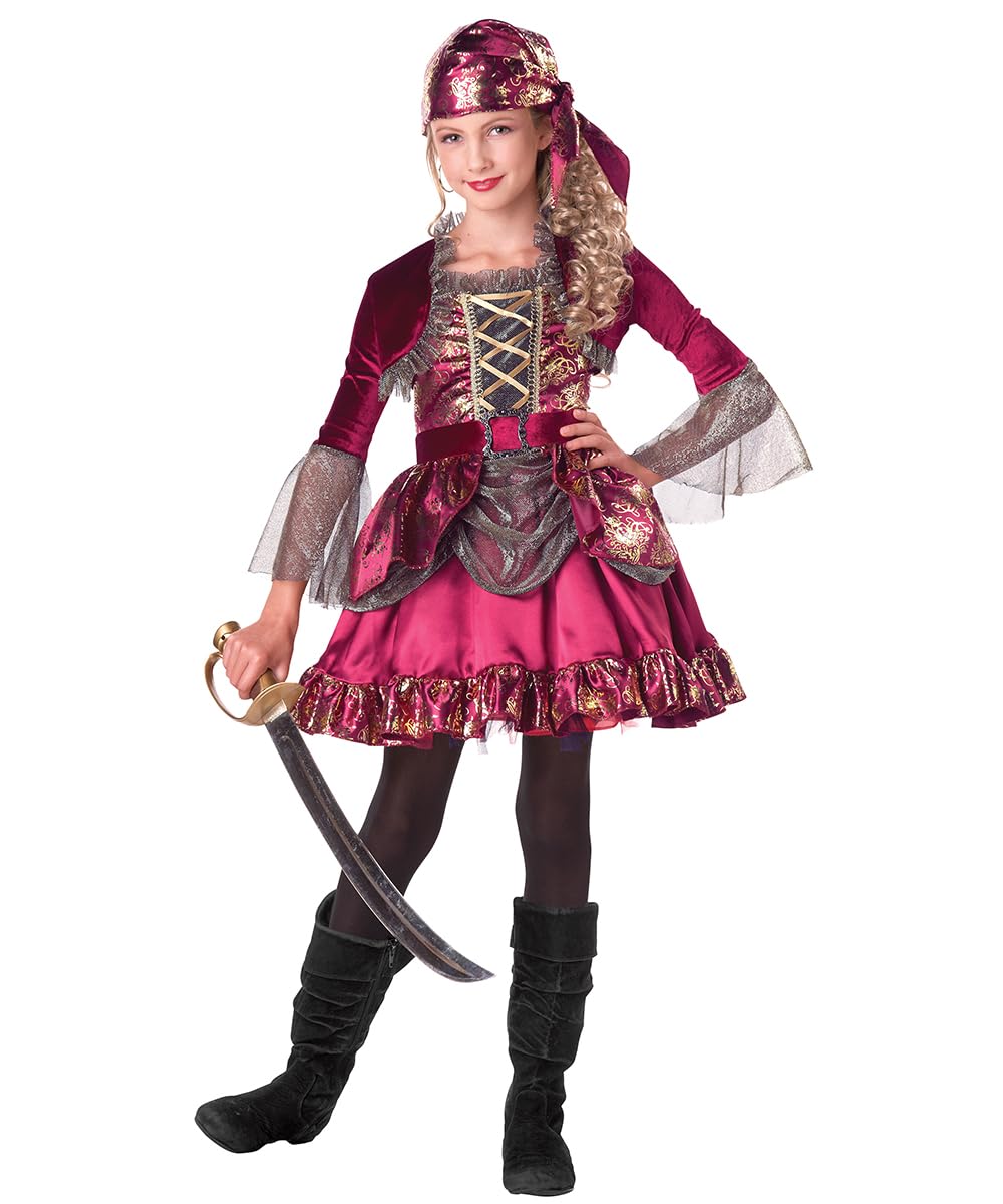 Seasons Pirate Costume Buccaneer Cosplay Outfits Includes Dress,Bandana,Belt and Jacket for Girls Halloween Dress Up