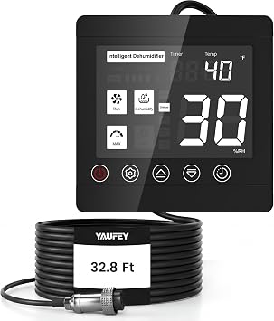 Yaufey Remote Controller for AYD Series Dehumidifier | 32.8 ft Wired, Humidity Adjustment, 24-Hour Timer, Temperature Display