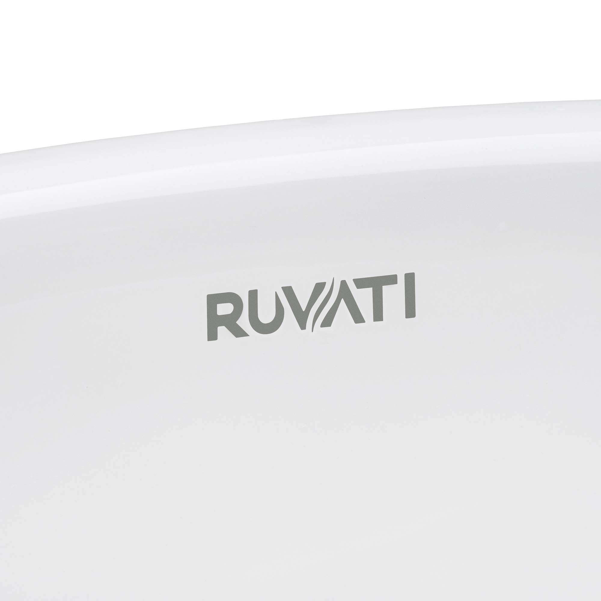 Ruvati 45 x 38 cm umywalka łazienkowa pod umywalką biała owalna porcelana ceramiczna z przelewem - RVB0618