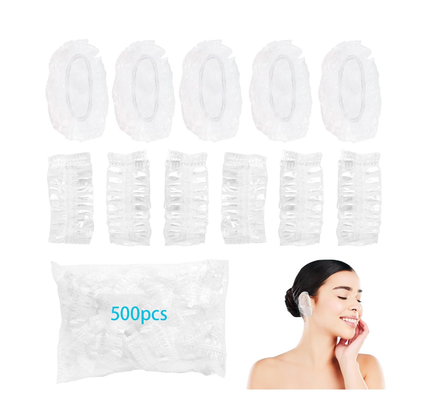 200 PCS Disposable Ear Covers for Shower, Clear Plastic Ear Shower Caps, Waterproof Ear Protectors for Hair Dye