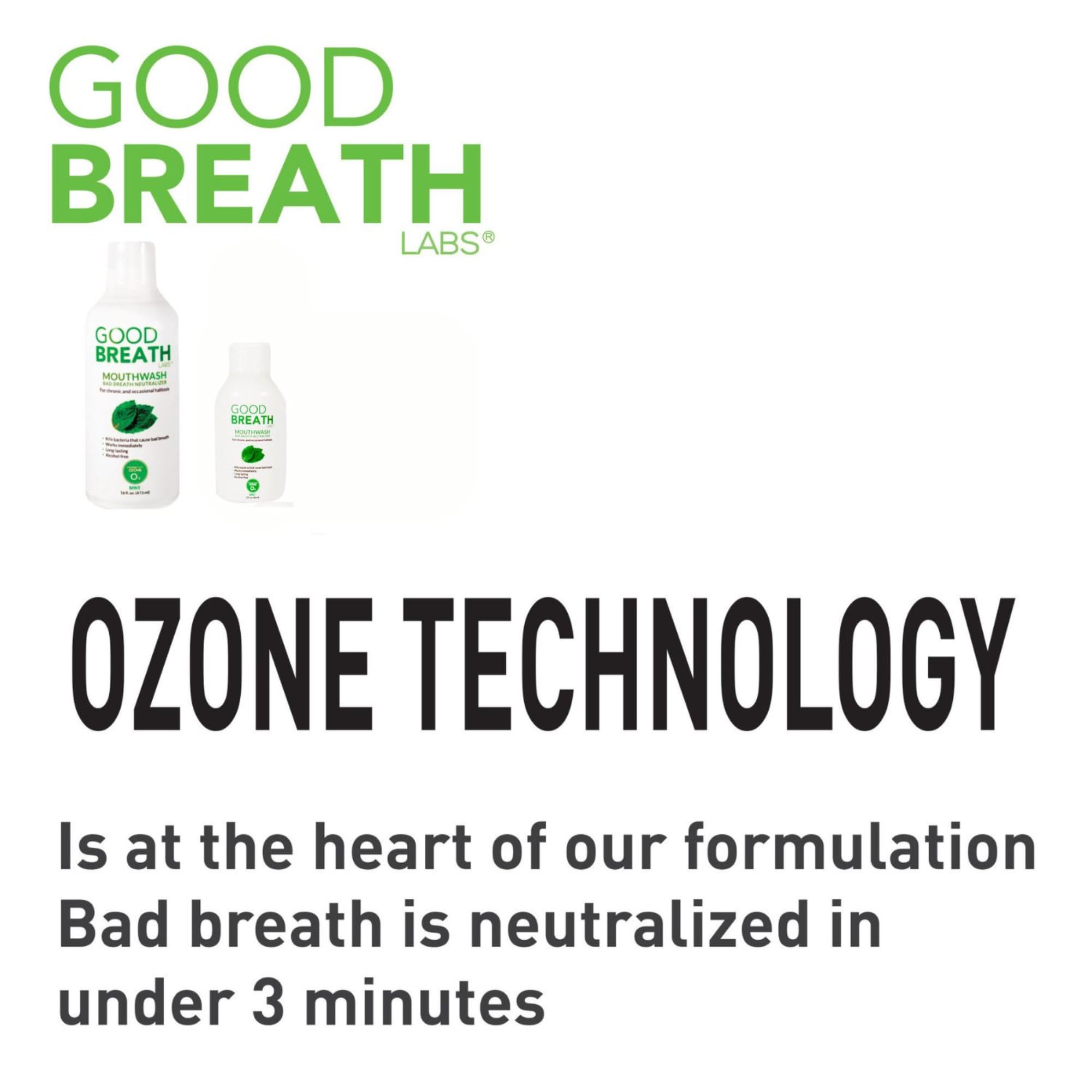 Goodbreath Labs - Enjuague bucal | Nueva tecnología de ozono especializada en mal aliento crónico | Neutralizador del mal aliento (menta, 1 paquete (473 ml)