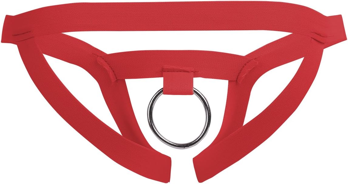 Freebily Men's Jockstrap Lingerie Spandex Open Hole G String Bikini Underwear with Metal O Ring