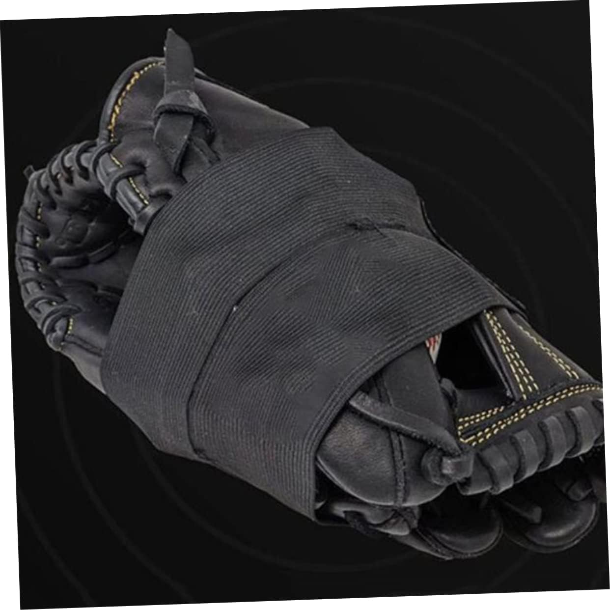 KOMBIUDA 2pcs Baseball Glove Wraps Catcher Gloves Band Elastic Mitts Fixing Straps for Optimal Shape Black Softball Accessories