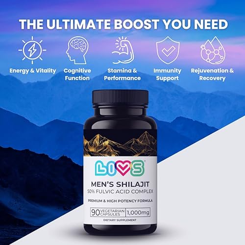 Miniatura 2 de LIVS Cápsulas puras de Shilajit del Himalaya para hombres, 1000 mg por porción con 50% de ácido fúlvico y más de 85 minerales traza, energía,