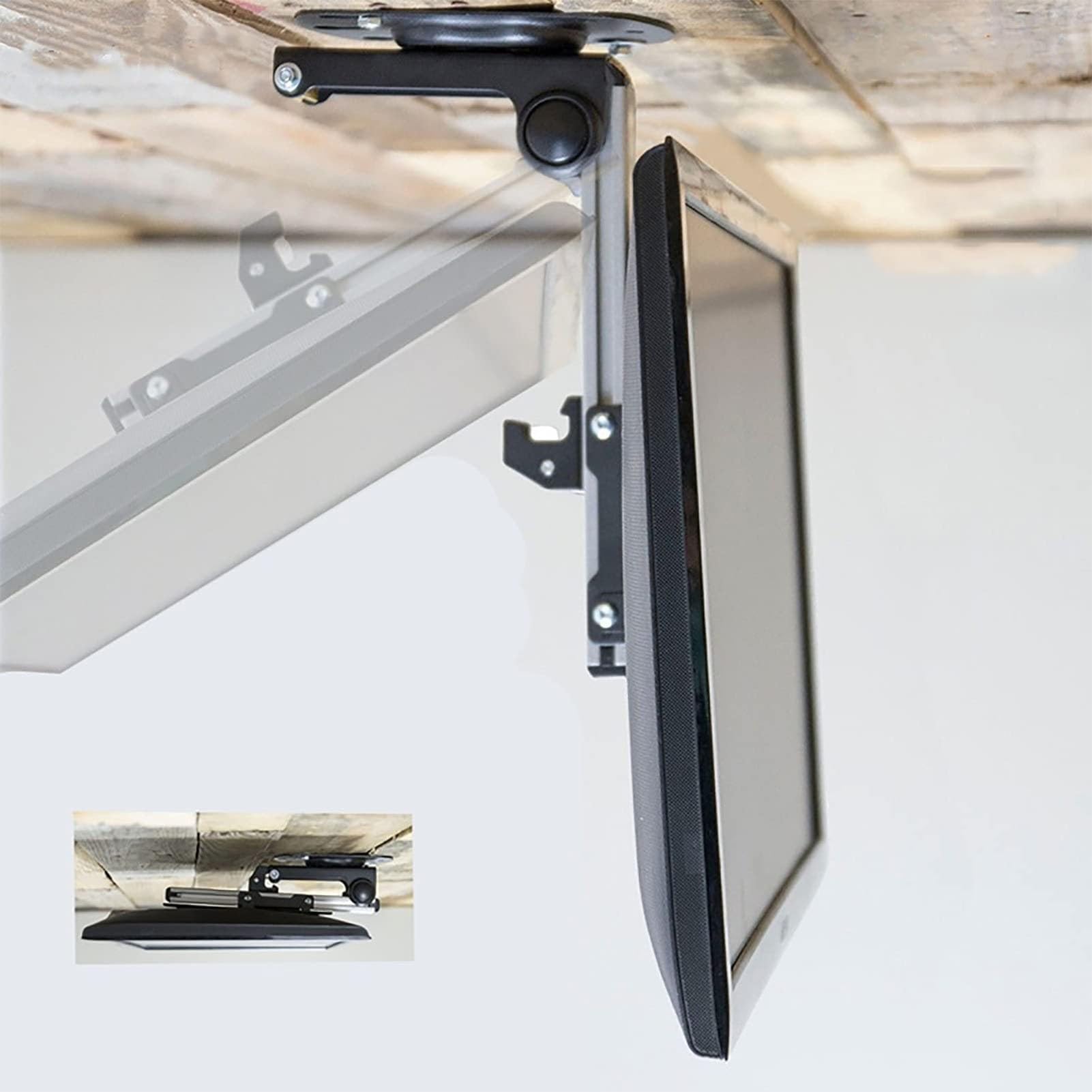 Supporto TV da Soffitto per Veicoli – Staffa di Supporto TV da Soffitto Inclinabile E Regolabile, Staffa per TV/Monitor Ribaltabile 0-90°, Rotazione Sinistra/Destra ±30°