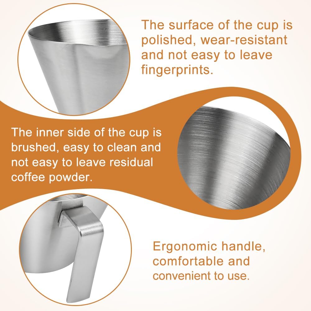 KITERI 2 Pcs Stainless Steel Espresso Measuring Cup, 3.5oz/100ml Espresso Shot Cups Scale Marks Espresso Pouring Cup Heat Resistant Espresso Cups with Handle for Barista Coffee Espresso Accessories 6 61UBF0VwB8L. AC SL1000