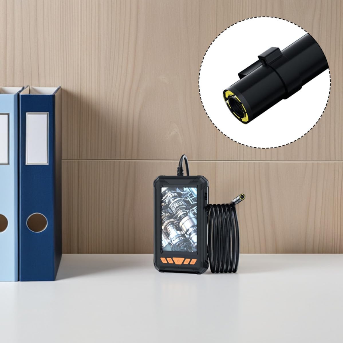 Luxshiny Industrie Endoskopkamera mit 4,3 Zoll LCD und Flexibel Kunststoffgehäuse LED Beleuchtung 200mm Arbeitslänge für Kfz Inspektionen