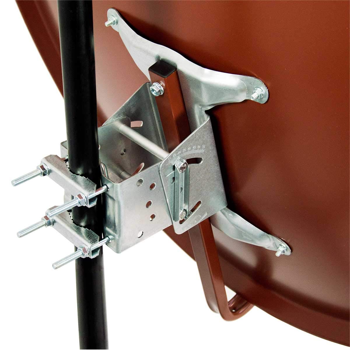 Premium X PXS100 Satellitenschüssel 100cm Stahl Ziegelrot Satellitenantenne SAT Spiegel mit LNB-Tragarm und Masthalterung