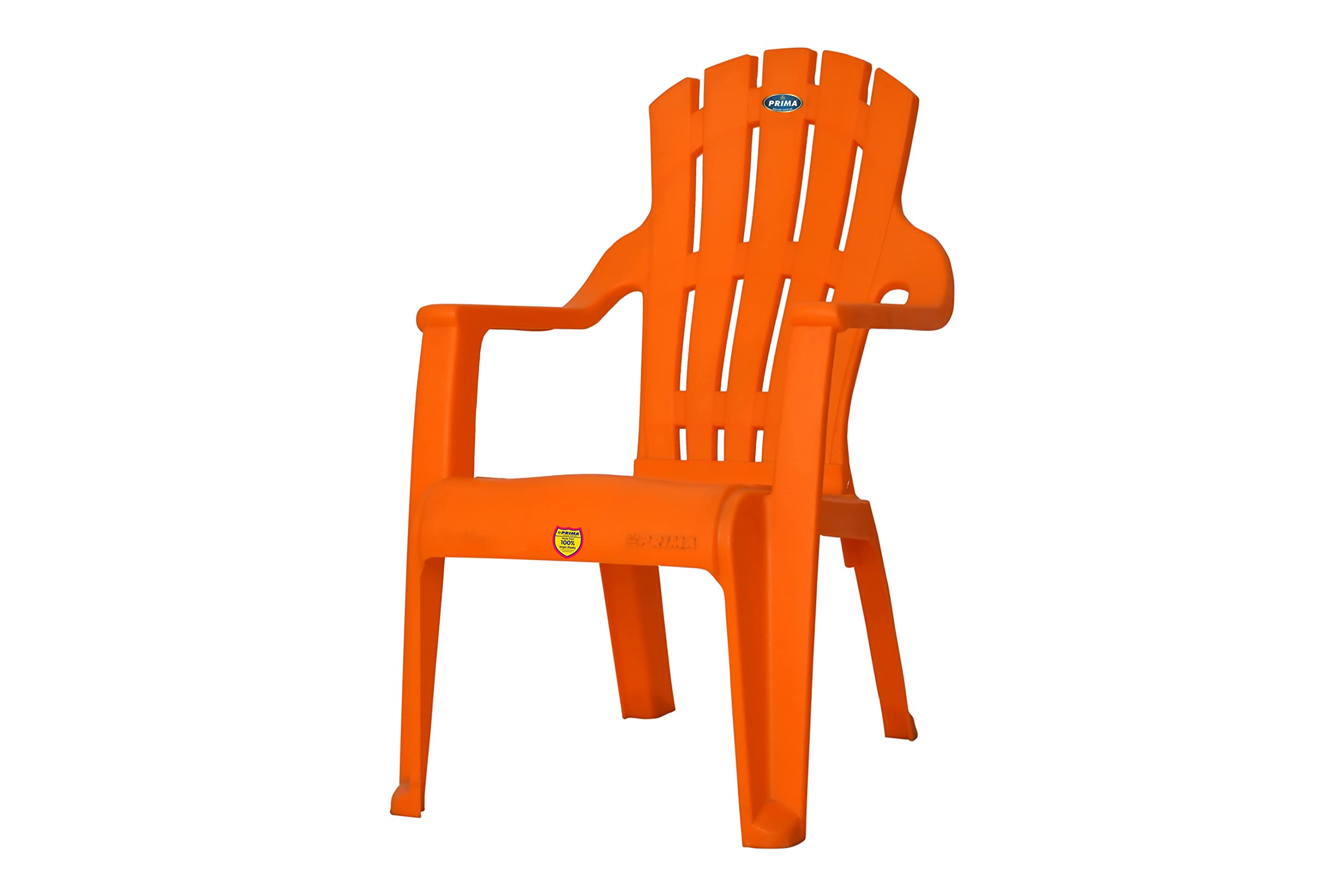 Prima Baby Plastic Chair 124 Modern and Comfortable with Backrest for Study | Play | Desk | Kids with Arms for Home/School/Dining for 2 to 6 Years Age. (Set of 1, Orange)