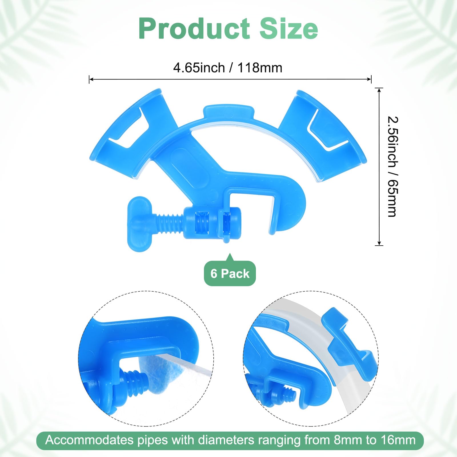 M METERXITY 6-Pack Aquarium Water Pipe Clamp - Image 3