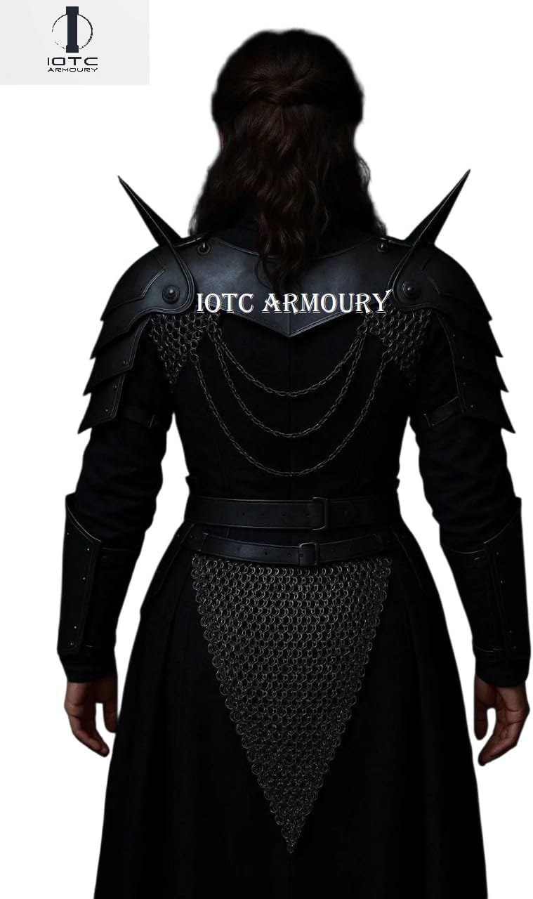 Medieval Armor Gothic Women’s Black Cuirass Armor Set–Medieval Female Fantasy Chestplate with Chainmail for LARP, Cosplay, Reenactment & Theator Act Costume-Halloween & Theme Party Costume