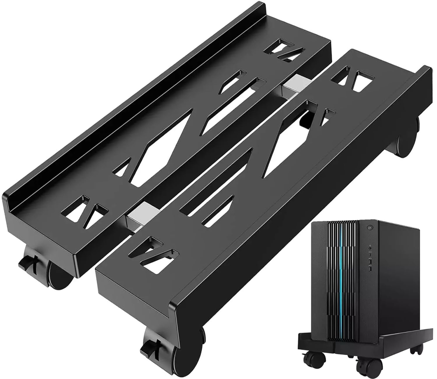 Supporto per PC sotto scrivania, supporto universale per CPU regolabile con ruote