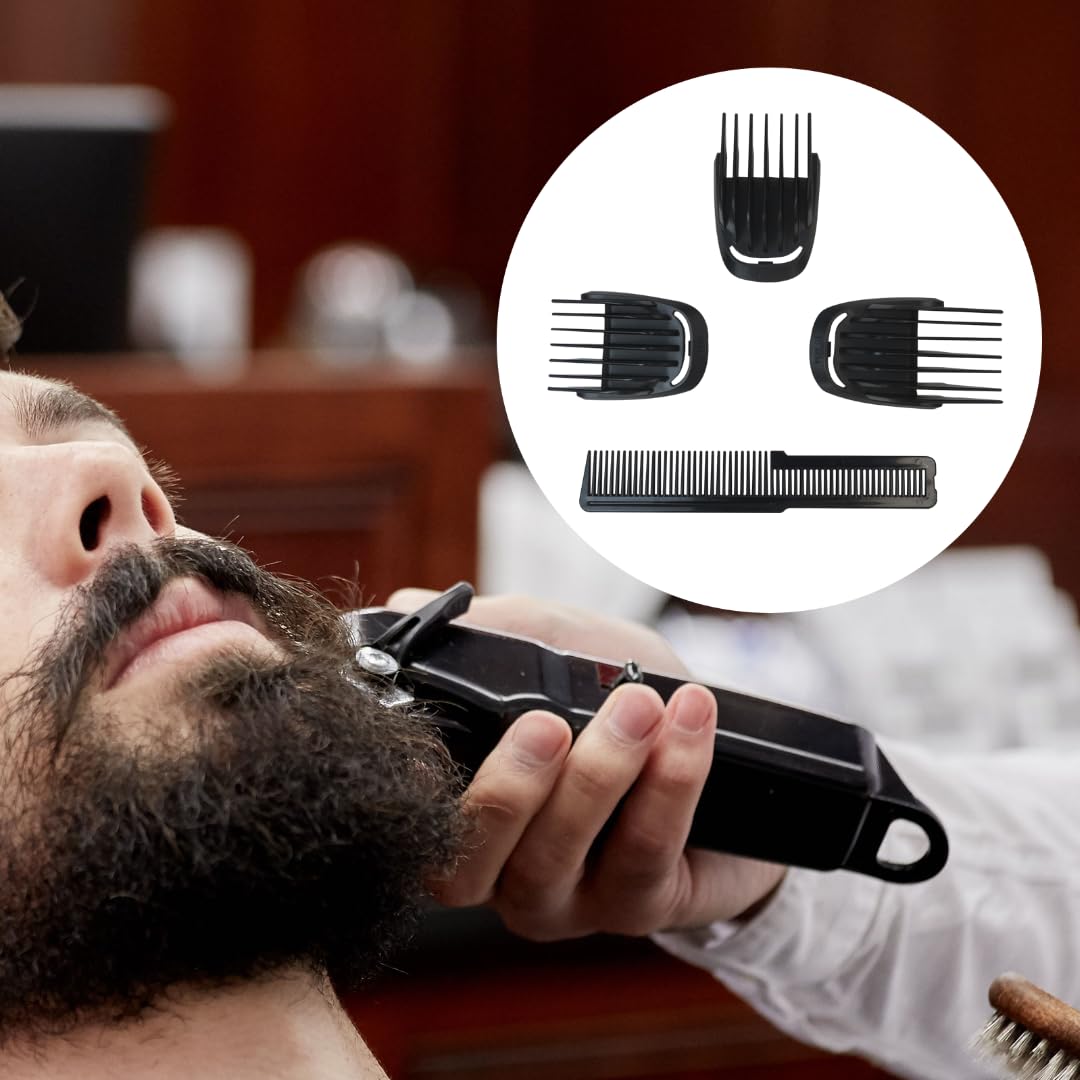 3 Piece Set (9mm 12mm 16mm) Haircut Blade Guards Replacement for Philips Norelco Multigroom MG7790 MG7791 MG7796 MG9730, with Small Beard Comb Black