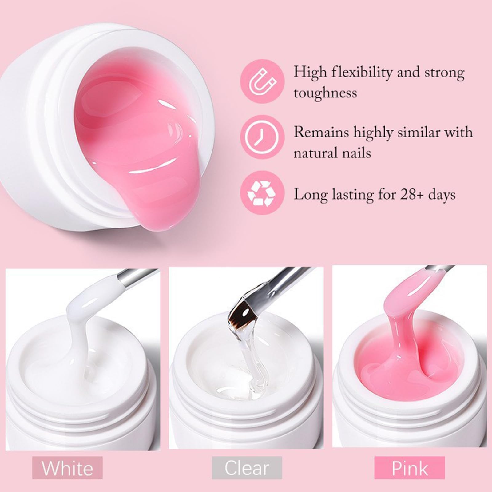 Builder Gel per unghie, 6 colori, gel per unghie in gel rosa, set di extension per unghie, modellage, base di rinforzo, smalto per unghie fai da te