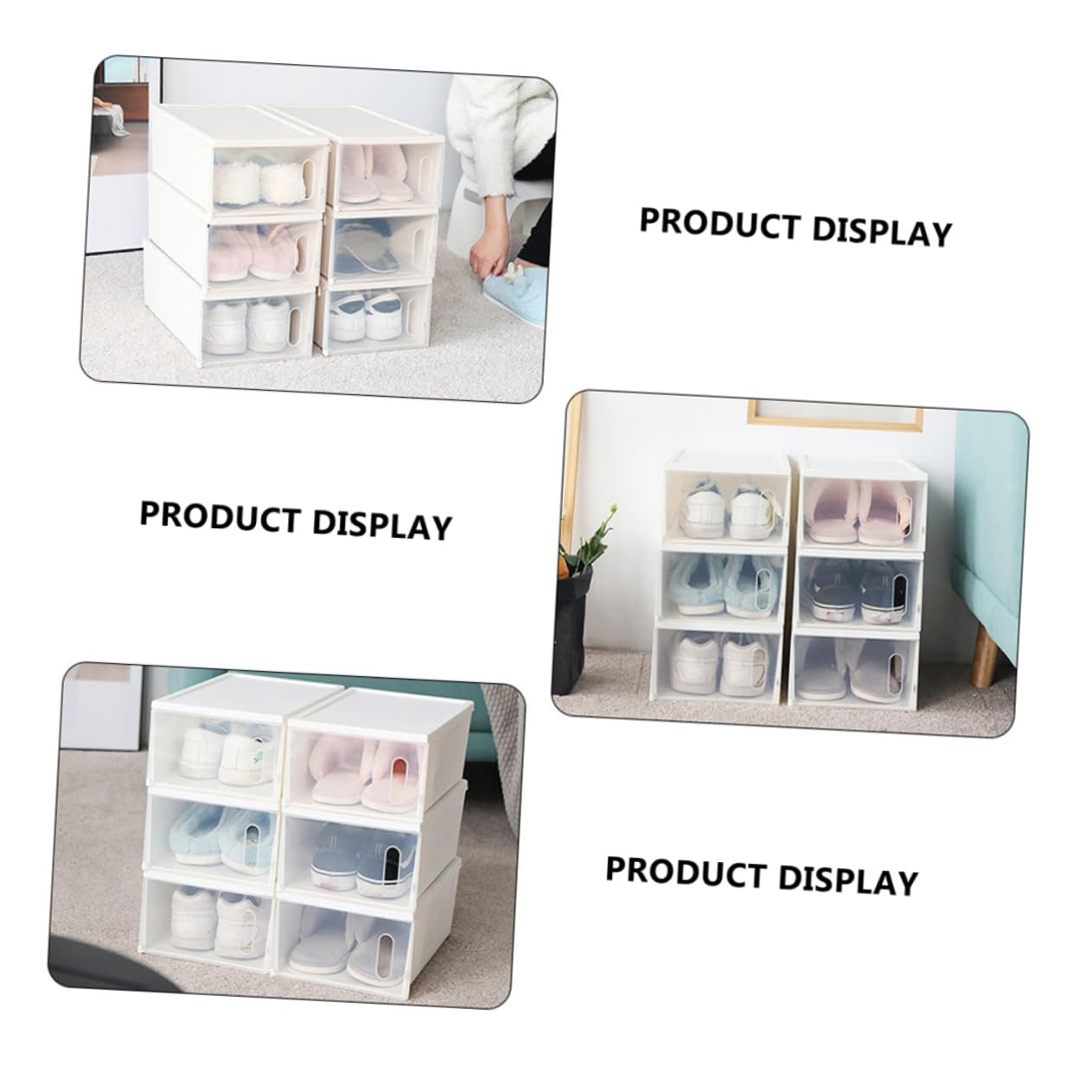 Hohopeti Caja para Almacenamiento de Gran Capacidad para Guardar Zapatos Transparente Ventana Visual de Plástico Blanco 2 Piezas y Diseño Simple