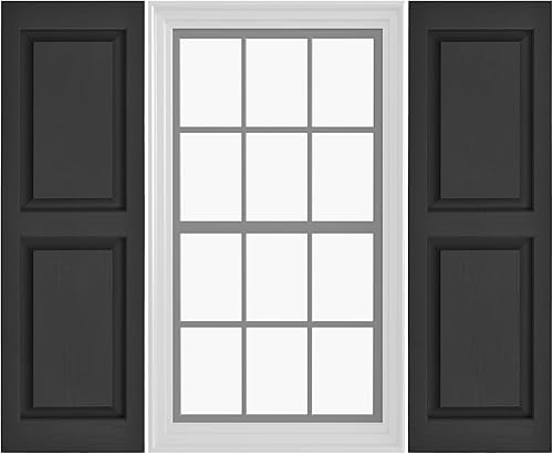 Persianas de vinilo de panel elevado (1 par) 14.5 x 31 pulgadas - Cosmos negropintable Persianas exteriores Incluye accesorios de montaje