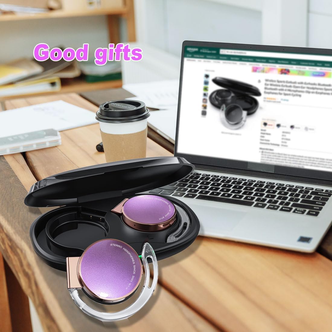 Open Earbuds Wireless Bluetooth 5.3 Over Ear Earbuds Wireless Headphones with Earhooks Headset Clip on Earphones Bluetooth Earphones for Home - Image 4