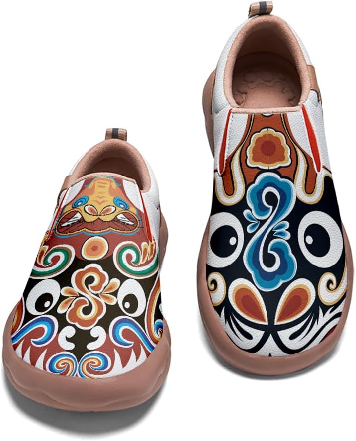 Kid's Painted Travel Shoes Slip On Casual Loafers Lightweight Comfort Fashion Sneaker Horse Spoon Face Chinese Style