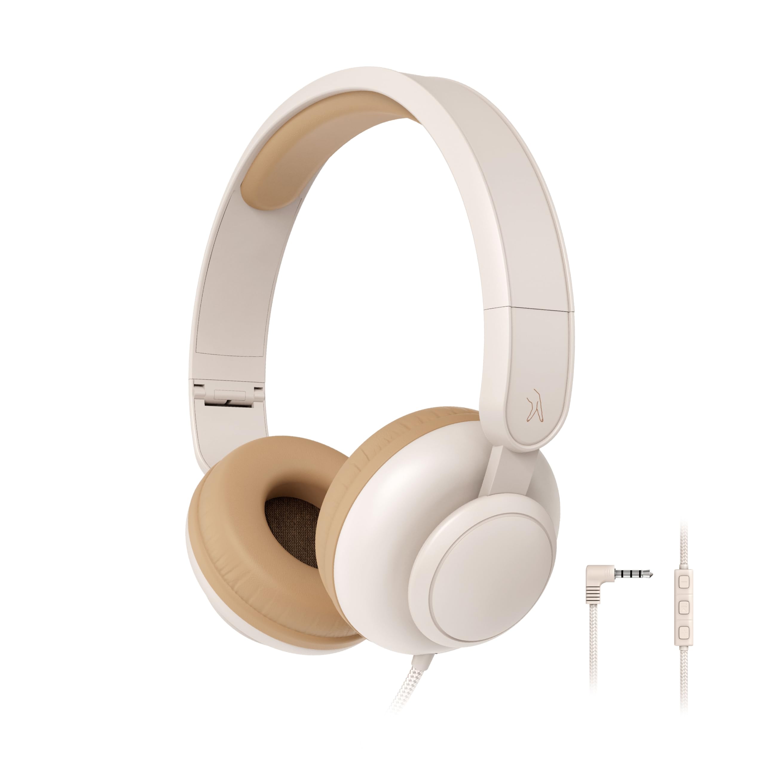 FINGERS HappyHertz Wired Headphones for Kids (85 dB Volume Limit Safe Sound, Super-Soft Cushions, Foldable Design, Tangle-Free Cable, Perfect for Music, Learning & Fun) - Caramel Beige-picture-27