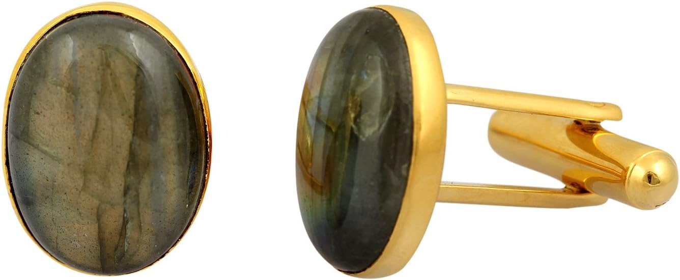Royal Designer Rainbow Moonstone Labradorite Stone Cufflinks For Mens Boys (Labradorite)