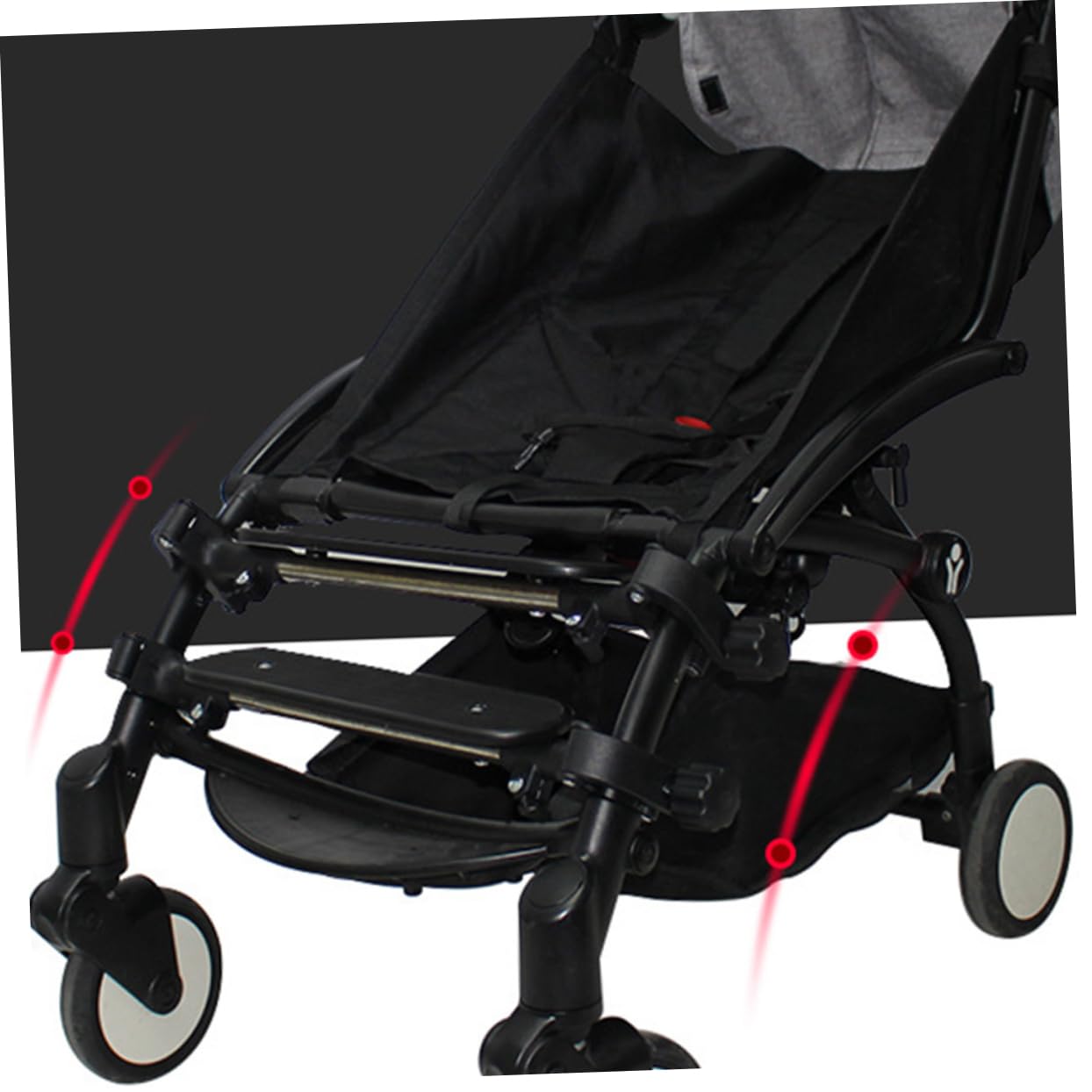 DOITOOL Reposapiés Seguro Pedal Cochecito para Ñiño Ajustable de Repuesto de Plástico Negro, Fácil de Instalar, Uso para Paseo