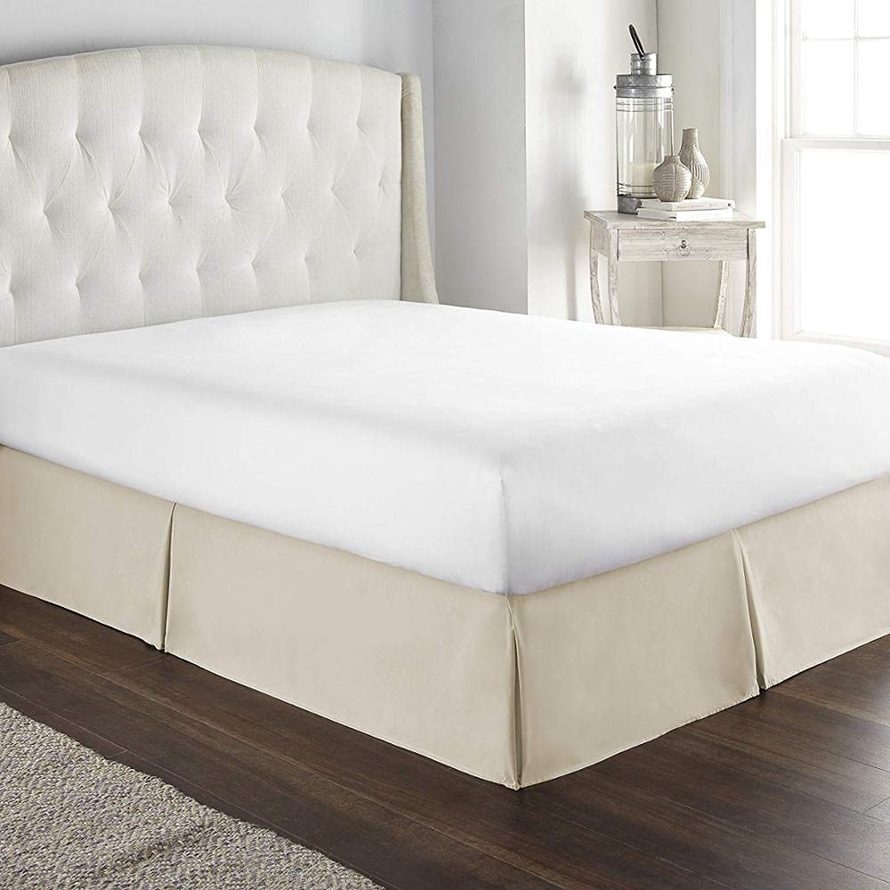 Mantovana giroletto plissettata, comoda, morbida e sartoriale, in tessuto resistente alle pieghe e allo sbiadimento - Biancheria da letto altezza 15 pollici (38 cm) (senza piattaforma) (crema, 160 x