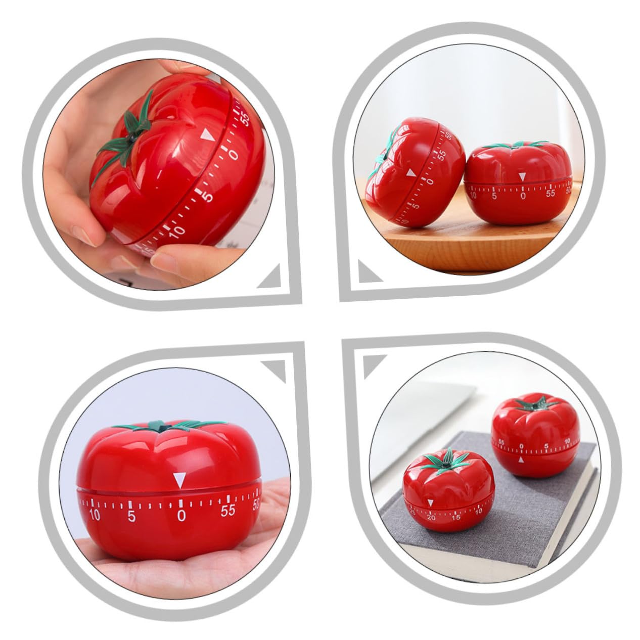 2 pezzi Timer da Cucina Meccanico Forma di Pomodoro Grande e Piccolo Timer Silenzioso con Funzione di Countdown fino a Minuti per Cottura Esercizi e Lavori Domestici