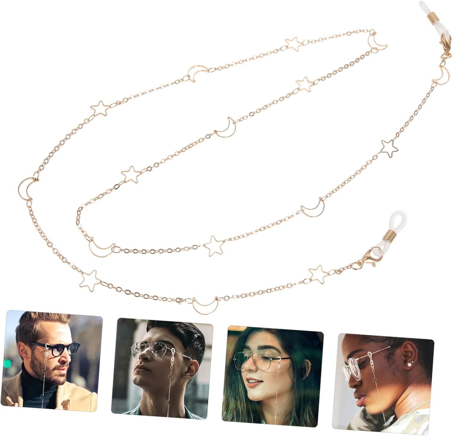 Star and Moon Eyeglasses Chain Strap Copper Lost Sunglass Lanyard for Women Stylish Eyewear Retainer for Comfortable Wear for Eyeglass Users