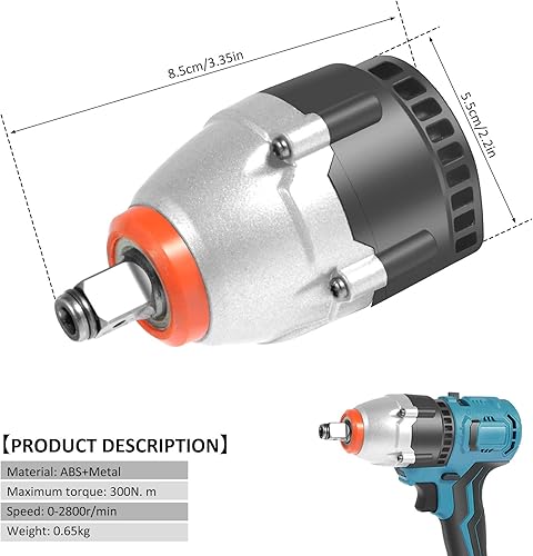Miniatura 2 de Ghopy Llave de impacto 2800rmin 300NM Taladro de impacto eléctrico de alto par de 14 pulgadas 12 pulgadas, doble mandril inalámbrico, potente