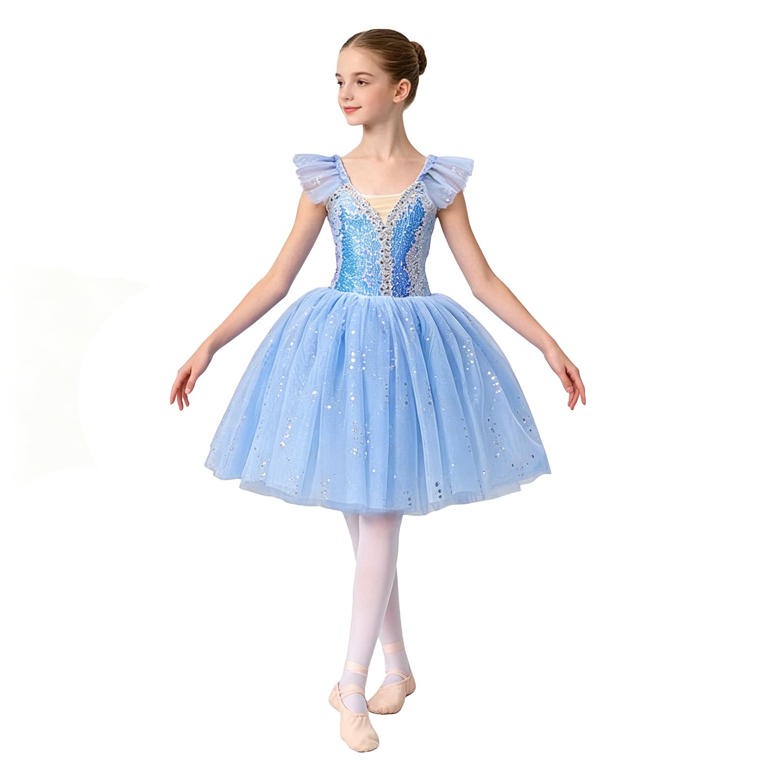 Tutu Ballerina Bambina Vestito da Ballo di Balletto Vestito da Ballo per Ragazze Balletto con Maniche Lunghe per Bambine Danza