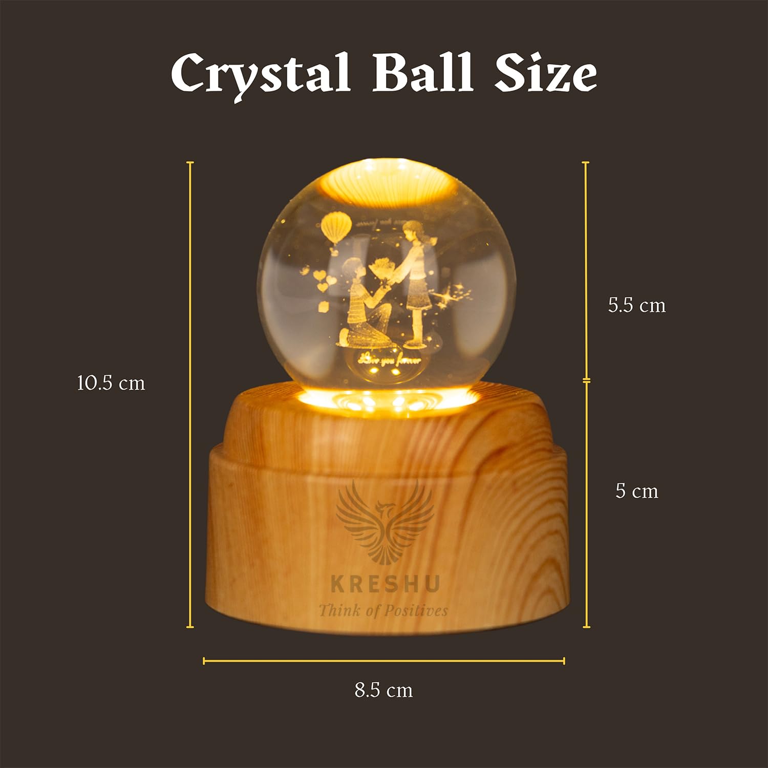 KRESHU 3D Crystal Rotating Night Light - LED Gift -8