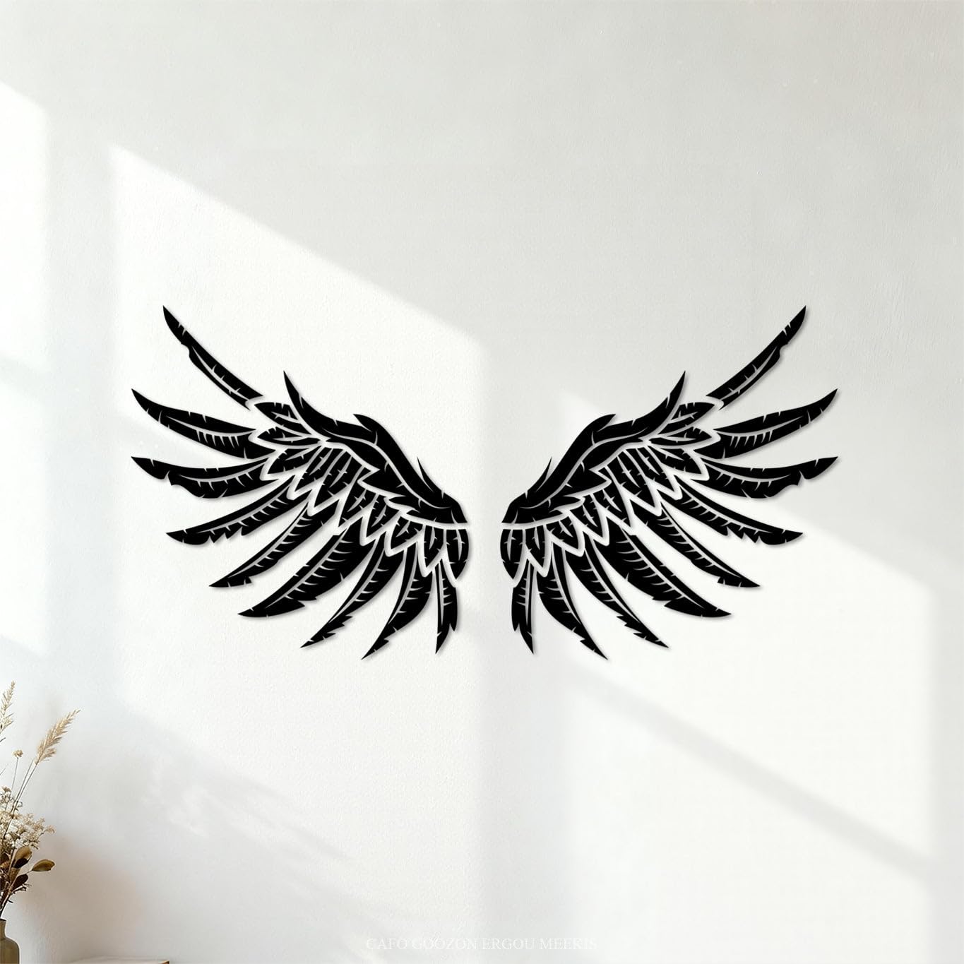 Big Wings Design Elements Vinyl Wall Decals 54.4x108.6cm It Won't Fall Off Black