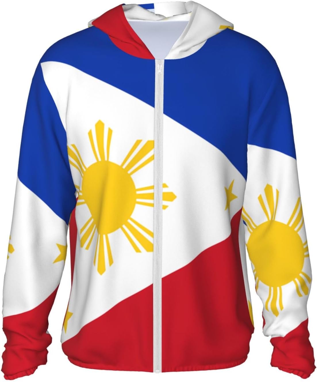 Sun Protection Hoodie Fishing Sun Shirt UPF 50+, Philippine flag Print Women & Men Outdoor Hiking Jacket