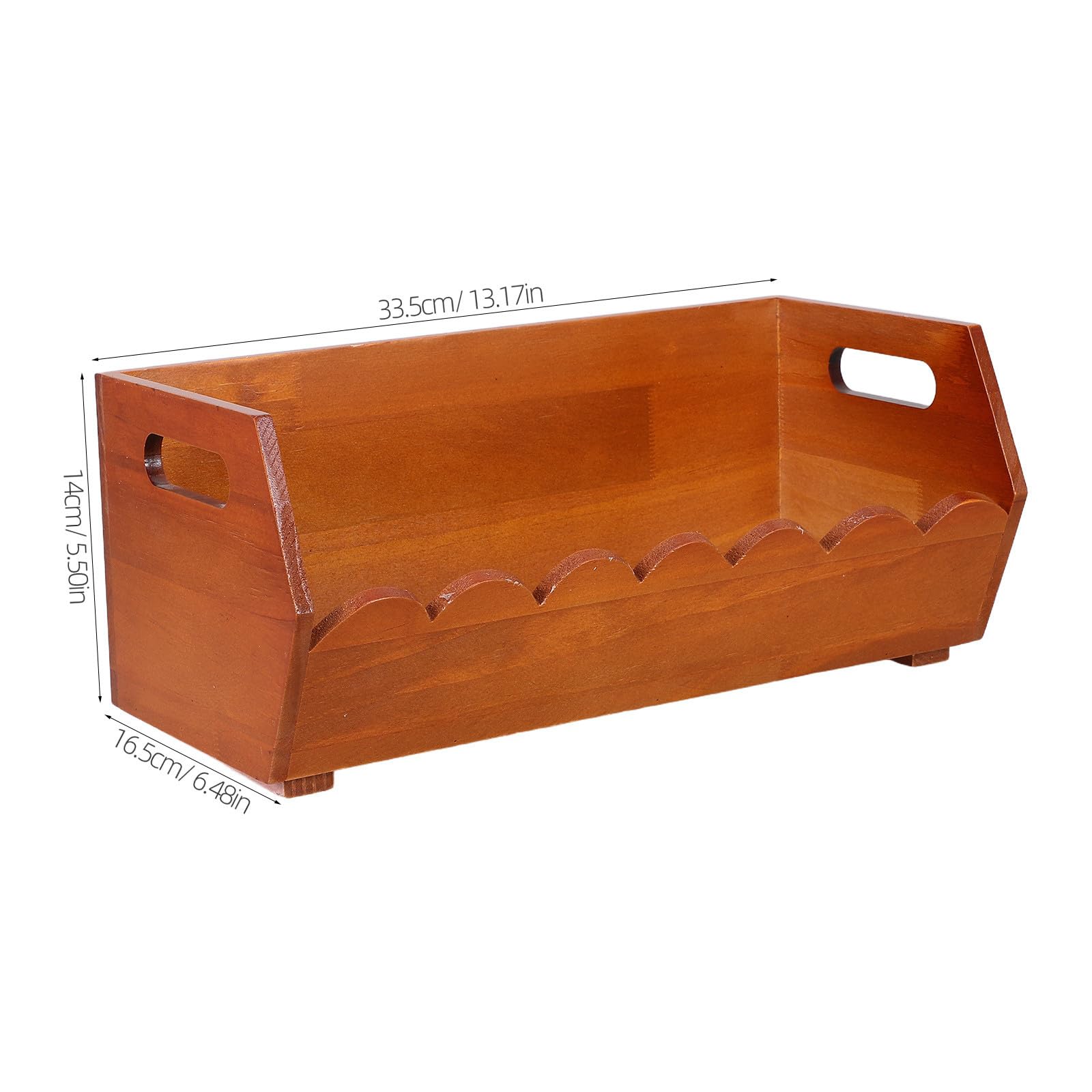 Beaupretty Cesta de Madera Asa, Abertura Amplia y Base Plana para Mesa | Marrón, Vetado Auténtico y Bordes Ondulados, Estilo Nórdico Moderno, Acceso Rápido y Transporte Fácil
