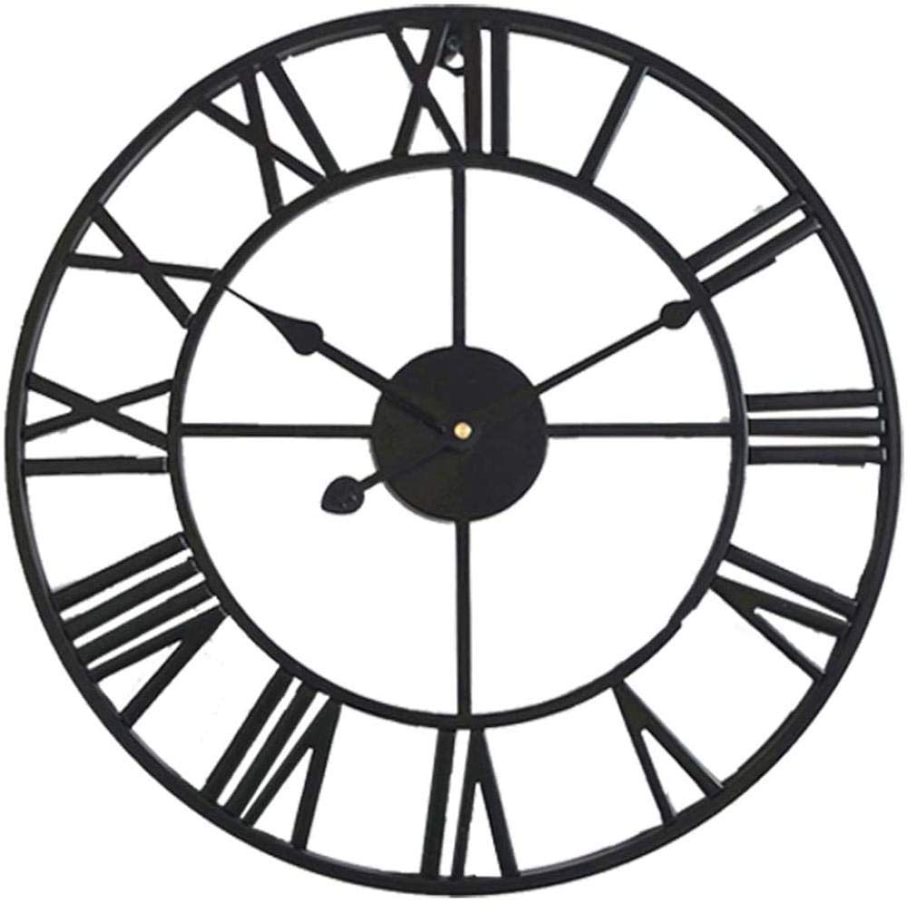 SaryEdge Large Wall Clock,Retro Iron Art Roman Numeral Wall Clock,Silent Wall Clock,Suitable for Kitchen,Bedroom,Garden,Living Room-Gouden-40Cm-Goud+zwart-40cm,Black-40cm,Black-40c,Black-40cm